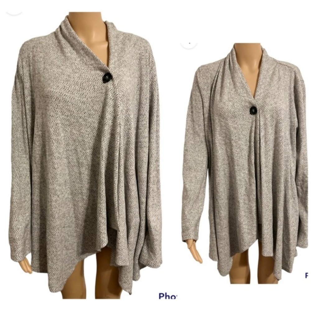 I.N Studio Women’s XL Gray Buttoned Long Sleeve Cardigan Sweater